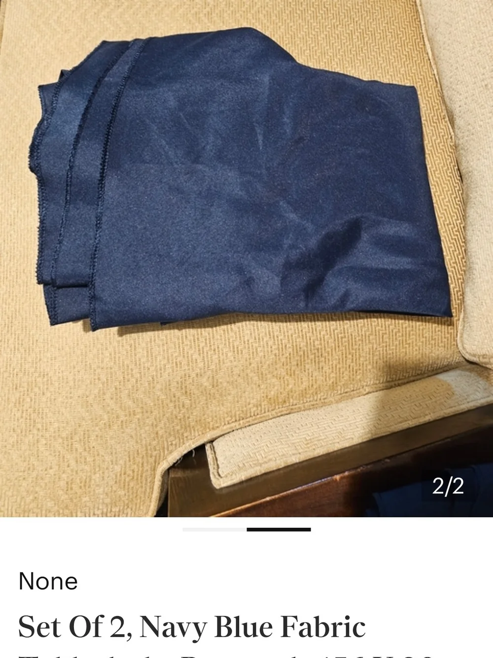 Set Of 2 Navy Fabric Table Cloths. Round And Rectangle